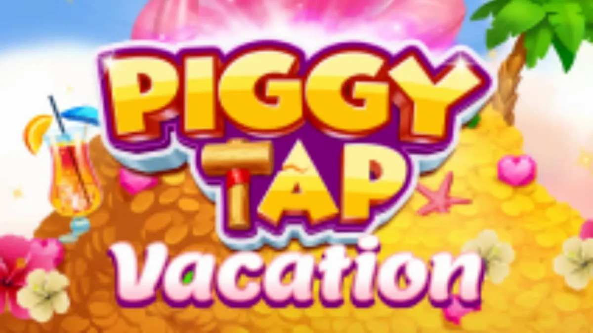 Piggy Tap slot game interface with a pink piggy on a gold mountain