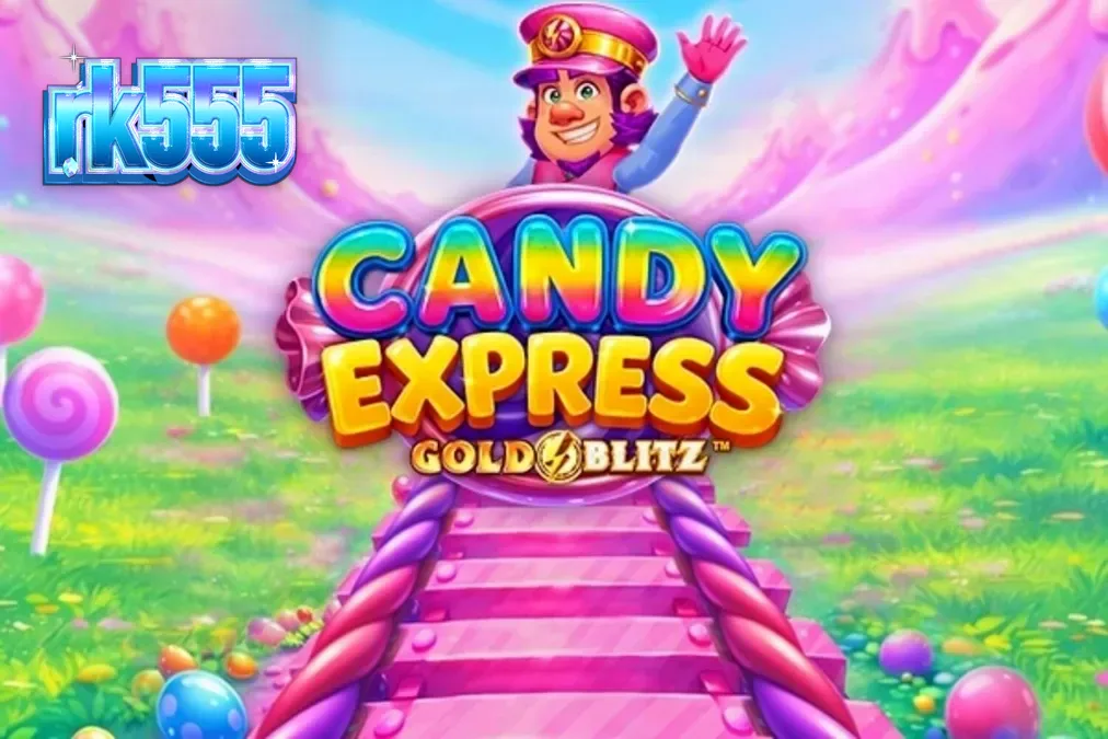 Tampilan visual ceria dari slot Candy Express Gold Blitz dengan tema kereta permen.